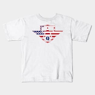 Letter Q American Flag Monogram Initial Kids T-Shirt